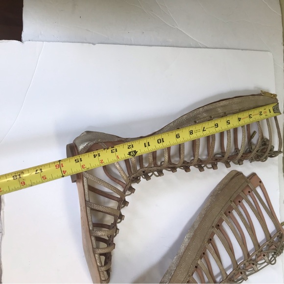 Joie Falicia Gladiator Sandals Tall Zip Leather Adjustable Suede Metallic Gold - Picture 13 of 16